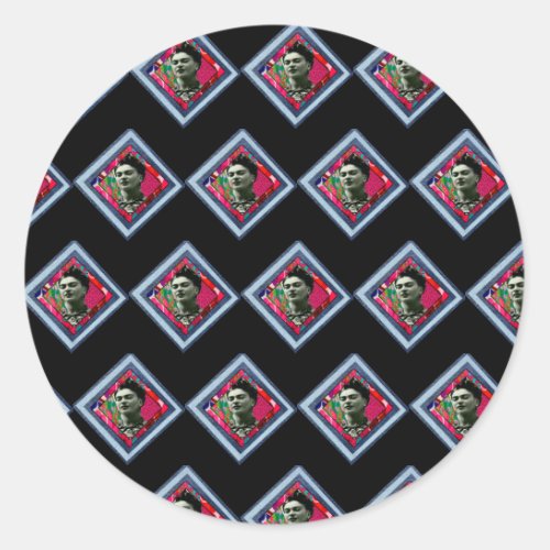 Frida Kahlo Retro Denim Diamond Classic Round Sticker