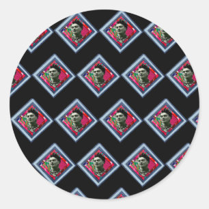 Frida Kahlo Retro Denim Diamond Classic Round Sticker