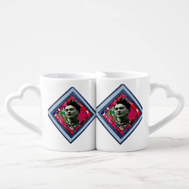 Frida Kahlo Retro Denim Diamond Coffee Mug Set (Front Nesting)