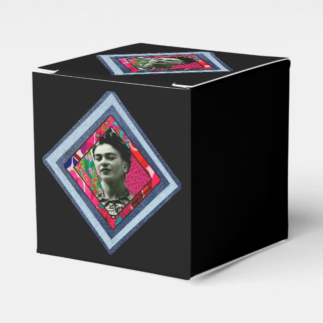 Frida Kahlo Retro Denim Diamond Favor Boxes (Front Side)