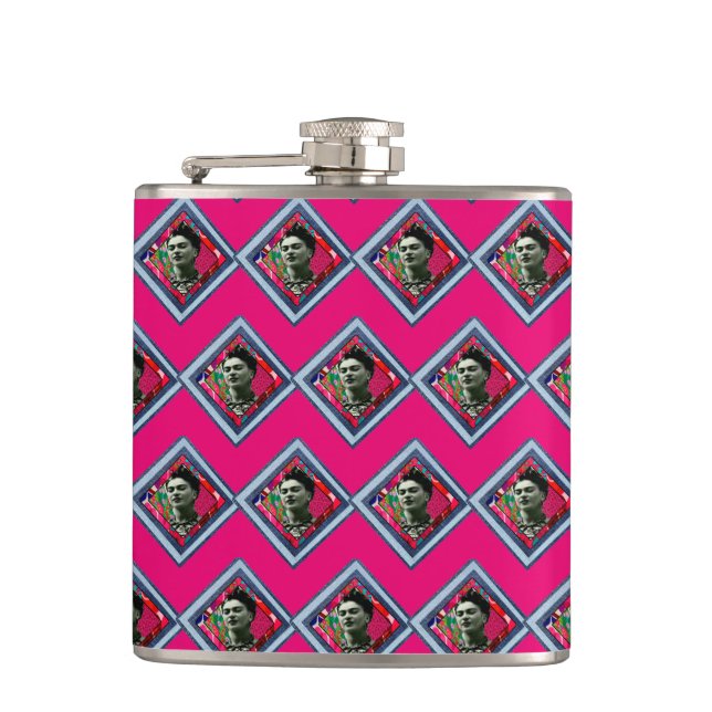 Frida Kahlo Retro Denim Diamond Flask (Front)