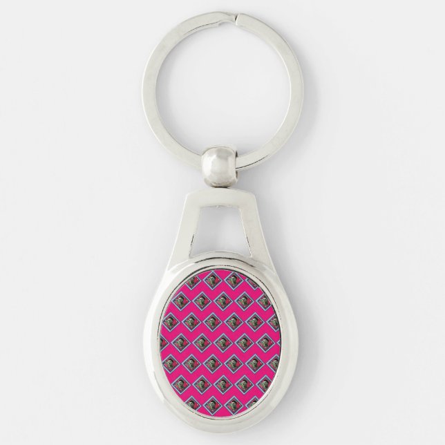 Frida Kahlo Retro Denim Diamond Keychain (Front)
