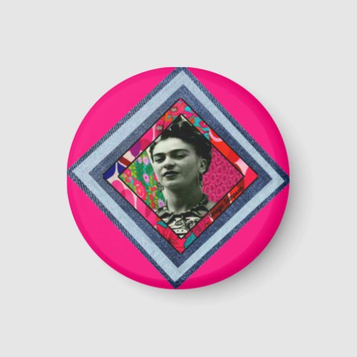 Frida Kahlo Retro Denim Diamond Magnet