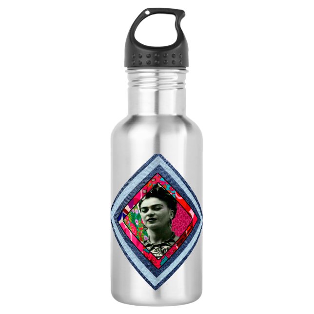 Frida Kahlo Retro Denim Diamond Stainless Steel Water Bottle (Front)