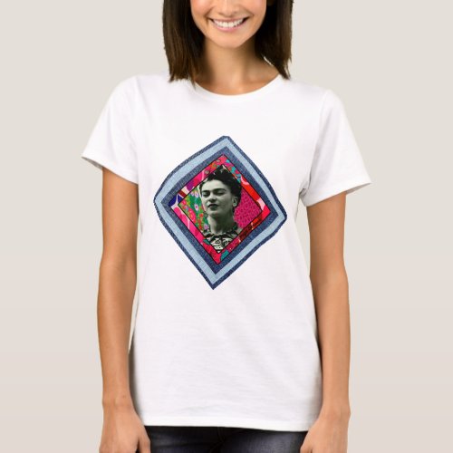 Frida Kahlo Retro Denim Diamond T_Shirt