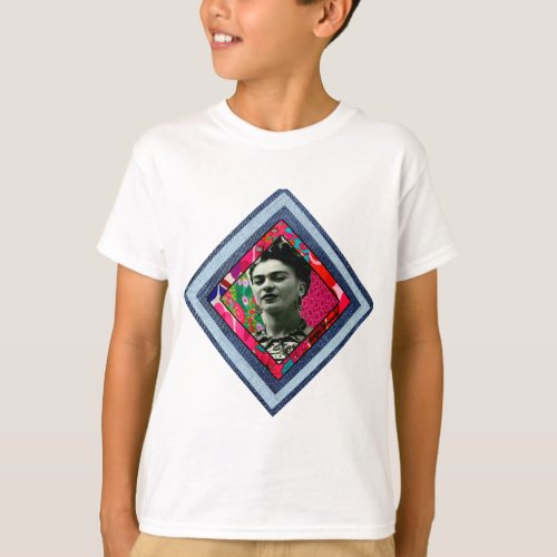 Frida Kahlo Retro Denim Diamond T_Shirt