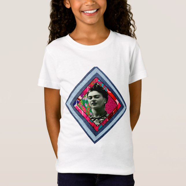 Frida Kahlo Retro Denim Diamond T-Shirt (Front)