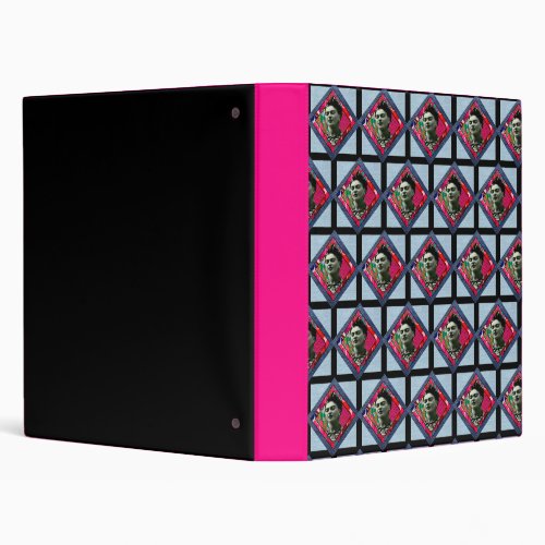 Frida Kahlo Retro Pink Denim 3 Ring Binder