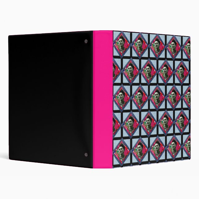 Frida Kahlo Retro Pink Denim 3 Ring Binder (Background)