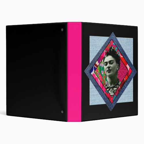 Frida Kahlo Retro Pink Denim 3 Ring Binder