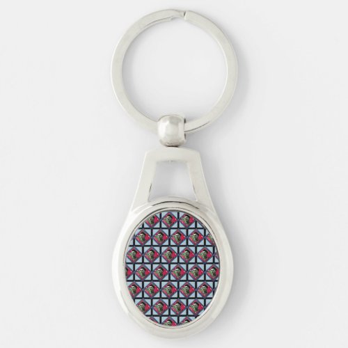 Frida Kahlo Retro Pink Denim Keychain