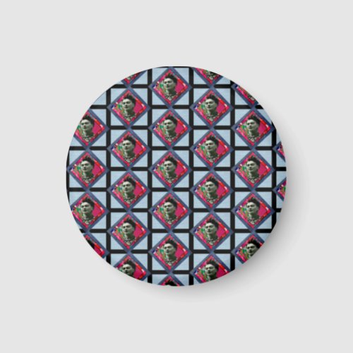 Frida Kahlo Retro Pink Denim Magnet