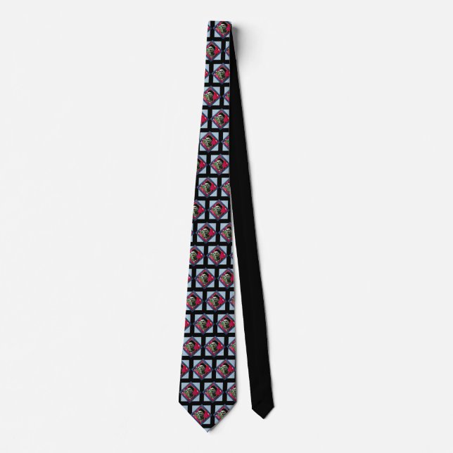 Frida Kahlo Retro Pink Denim Neck Tie (Front)