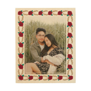 Frida Kahlo Rose and Thorn Floral Border Photo Wood Wall Art