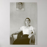 Frida Kahlo Seated W/ Frida Painting Poster at Zazzle