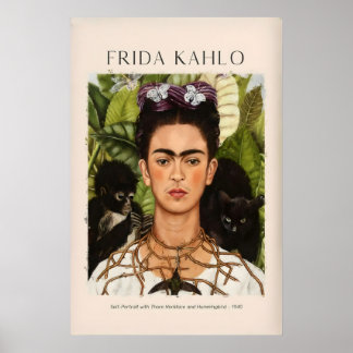 Frida Kahlo Self Portrait with Thorn Necklace and Poster