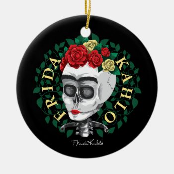 Frida Kahlo | Skull With Rose Crown Ceramic Ornament by fridakahlo at Zazzle