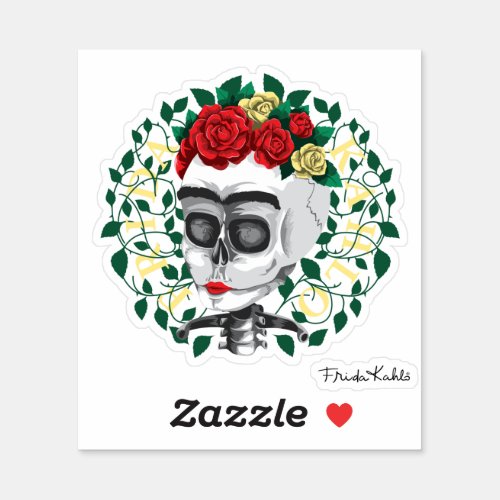 Frida Kahlo  Skull with Rose Crown Sticker