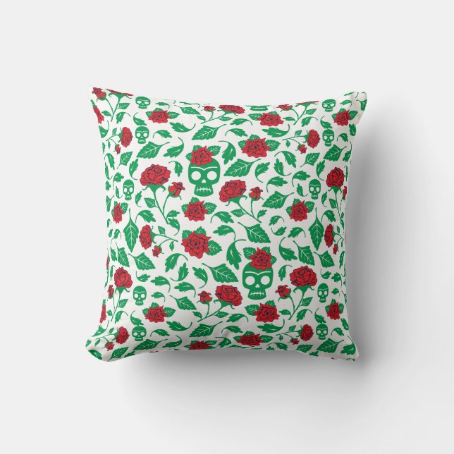 Frida Kahlo | Skulls & Roses Throw Pillow (Front)