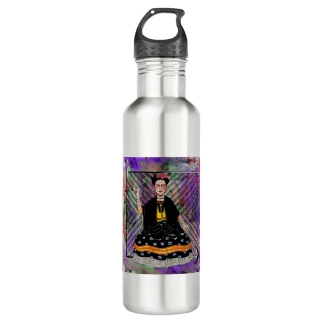 Frida Kahlo Stainless Steel Water Bottle (Front)