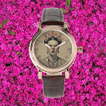 Frida Kahlo - Surreal Double Exposure Complex Art  Watch<br><div class="desc">Step into the world of Frida Kahlo with this mesmerizing watch, where double exposure art meets surrealism on a cracked vintage postcard. This unique design is a celebration of complexity, blending modern and vintage elements to create an accessory that’s both dynamic and timeless. Perfect for those who appreciate the beauty...</div>