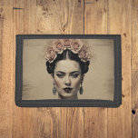 Frida Kahlo - Surreal Retro Artistic Trifold Wallet<br><div class="desc">Elevate your style with the Frida Kahlo Trifold Wallet—a fusion of vintage charm and modern artistry. Featuring surreal double-exposure art on cracked paper,  it’s a one-of-a-kind accessory for bold,  artistic souls. Stay organized while carrying a statement piece that celebrates individuality.</div>