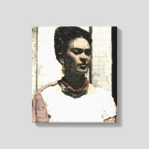 Frida Kahlo Textile Portrait Canvas Print