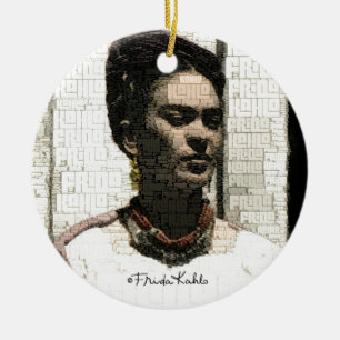 Frida Kahlo Textile Portrait Ceramic Ornament