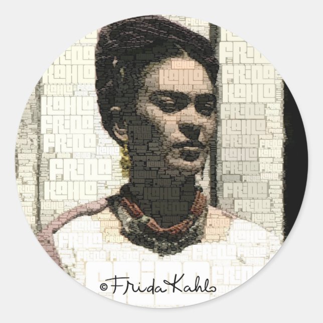 Frida Kahlo Textile Portrait Classic Round Sticker (Front)