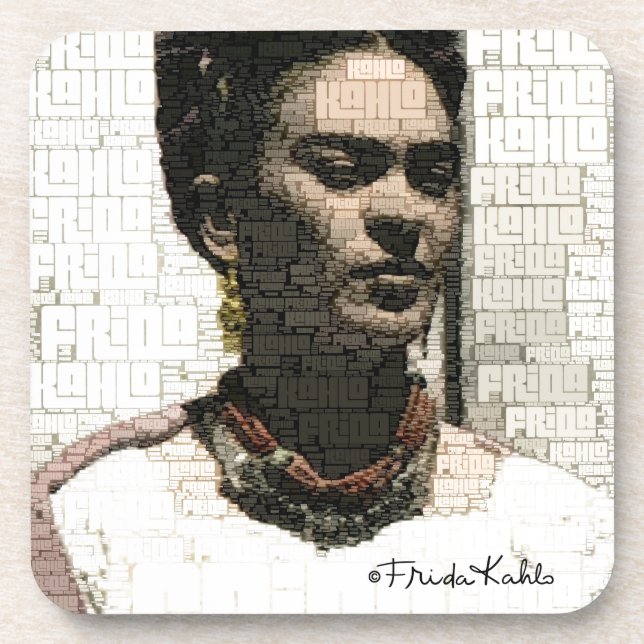 Frida Kahlo Textile Portrait Coaster (Front)
