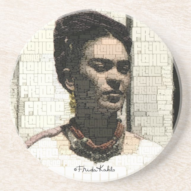Frida Kahlo Textile Portrait Coaster (Front)