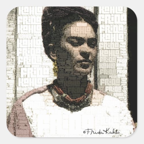 Frida Kahlo Textile Portrait Square Sticker