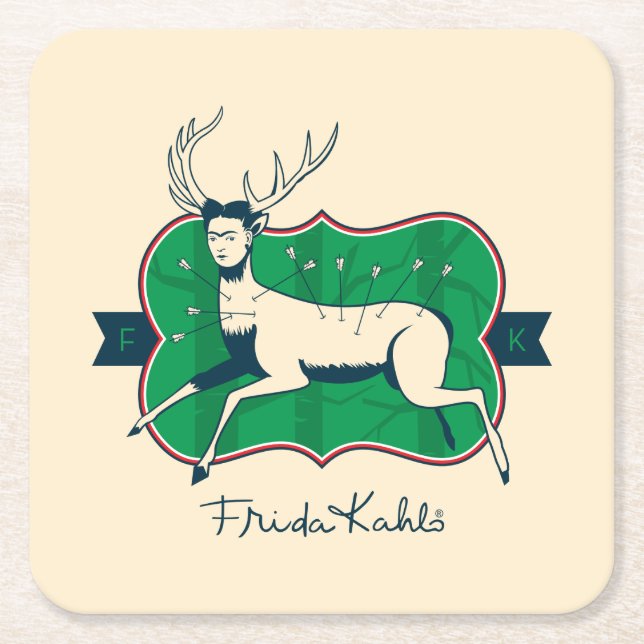 Frida Kahlo | The Wounded Deer Square Paper Coaster (Front)