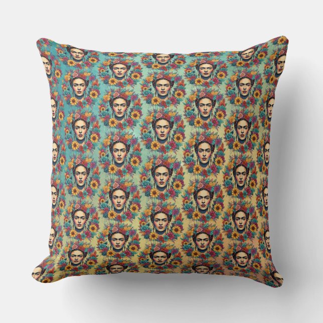 Frida Kahlo Throw Pillow (Front)