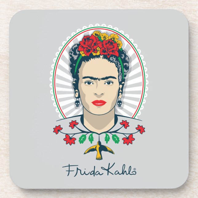Frida Kahlo | Vintage Floral Drink Coaster (Front)