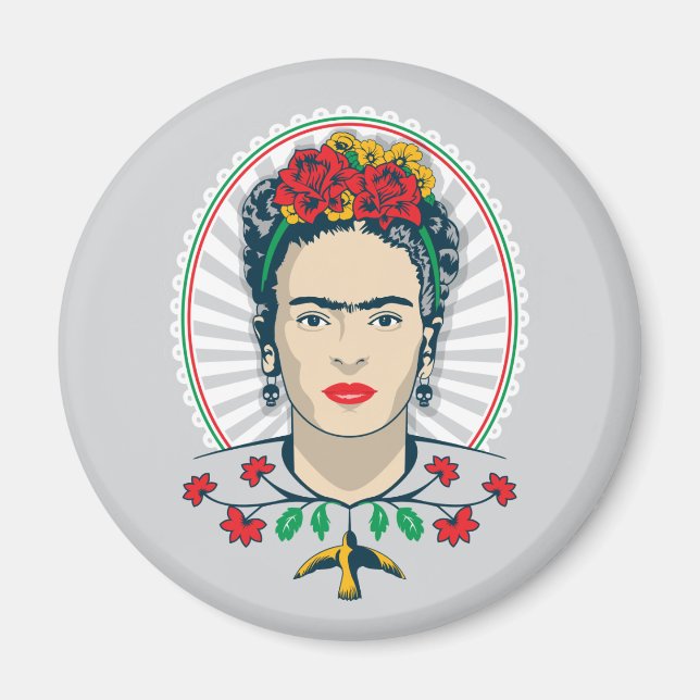 Frida Kahlo | Vintage Floral Magnet (Front)