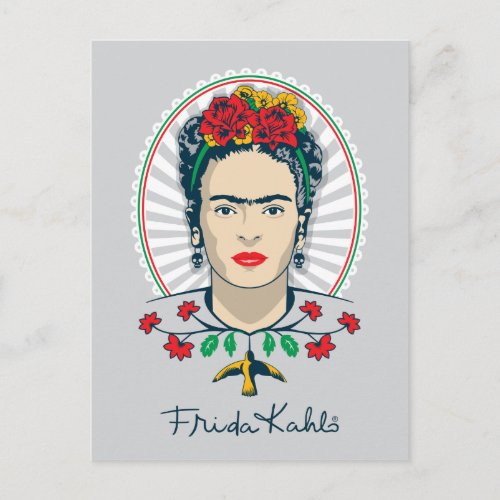 Frida Kahlo  Vintage Floral Postcard