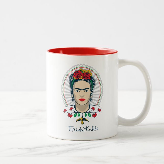Frida Kahlo | Vintage Floral Two-Tone Coffee Mug (Right)