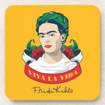 Frida Kahlo | Viva La Vida Beverage Coaster by fridakahlo at Zazzle