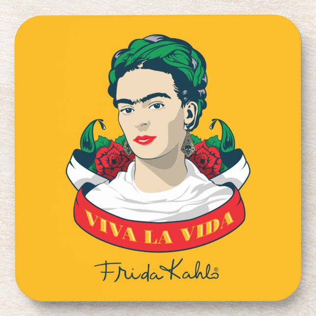 Frida Kahlo | Viva la Vida Beverage Coaster (Front)