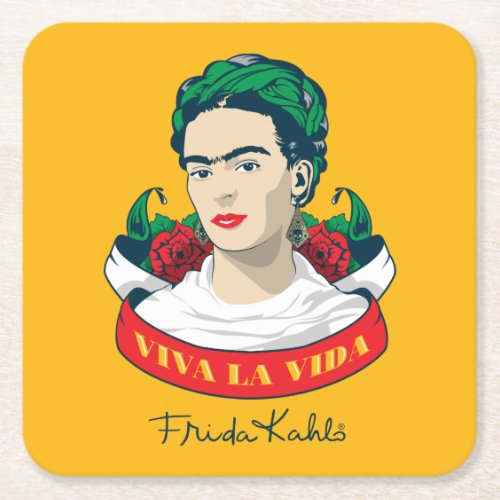 Frida Kahlo  Viva la Vida Square Paper Coaster