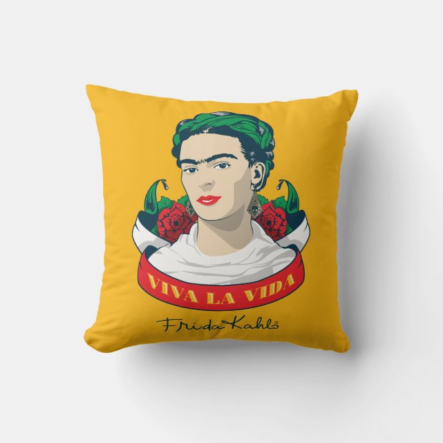 Frida Kahlo | Viva la Vida Throw Pillow (Front)