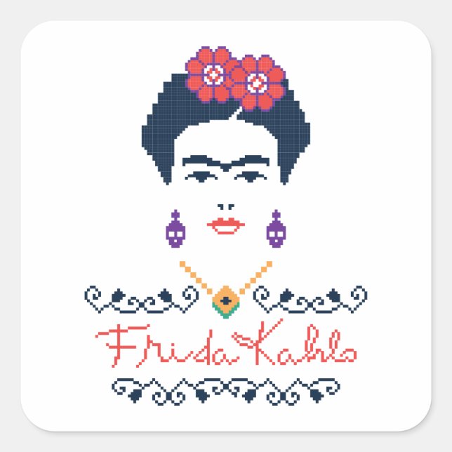 Frida Kahlo | Viva Mexico Square Sticker (Front)