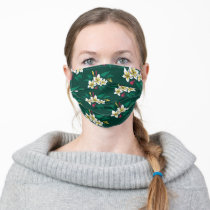 Frida Kahlo | White and Green Floral Pattern Adult Cloth Face Mask