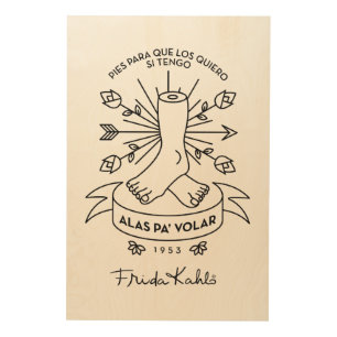 Frida Kahlo Wings to Fly Wood Wall Decor