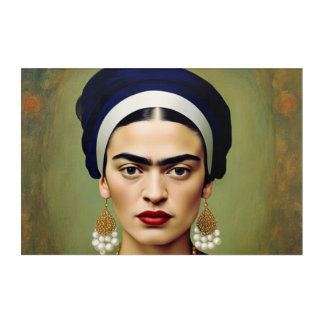 Frida Kahlo with Pearl Earrings Acrylic Wall Art