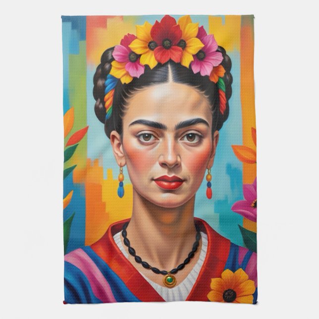 Frida Kohlo Pop Art Deco Painting Kitchen Towel (Vertical)