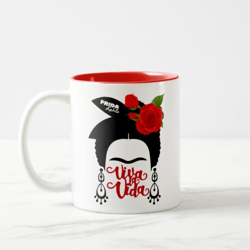 Frida Red Roses Two_Tone Coffee Mug