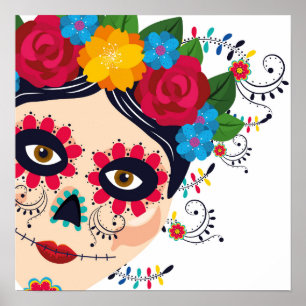 Frida Roses Day of the Dead Print 