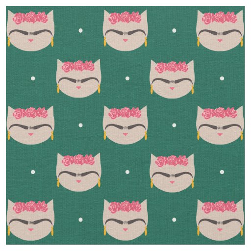 Frida the Cat a Mexican artist Feminist Icon Fabric
